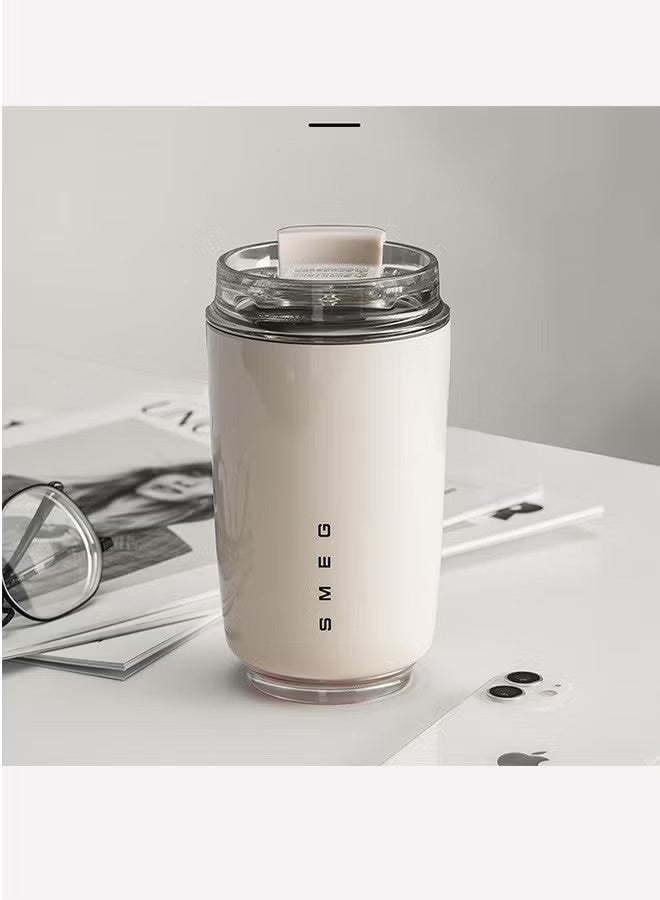 smeg Travel Coffee Mug, 320ml Insulated Beverage Cup With Leakproof Lid, Long Lasting Coffee Tumbler With Lid And Straw, Travel Coffee Thermos White - Image 2