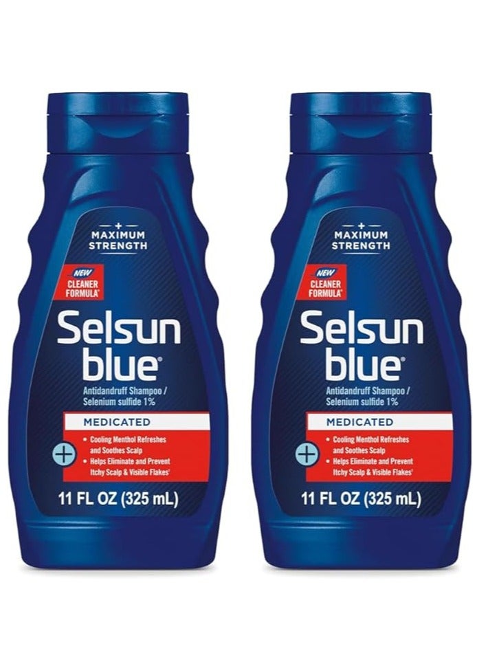 Selsun Blue Antidandruff Shampoo Medicated 11 fl oz 325 ml Pack of 2 - Image 1
