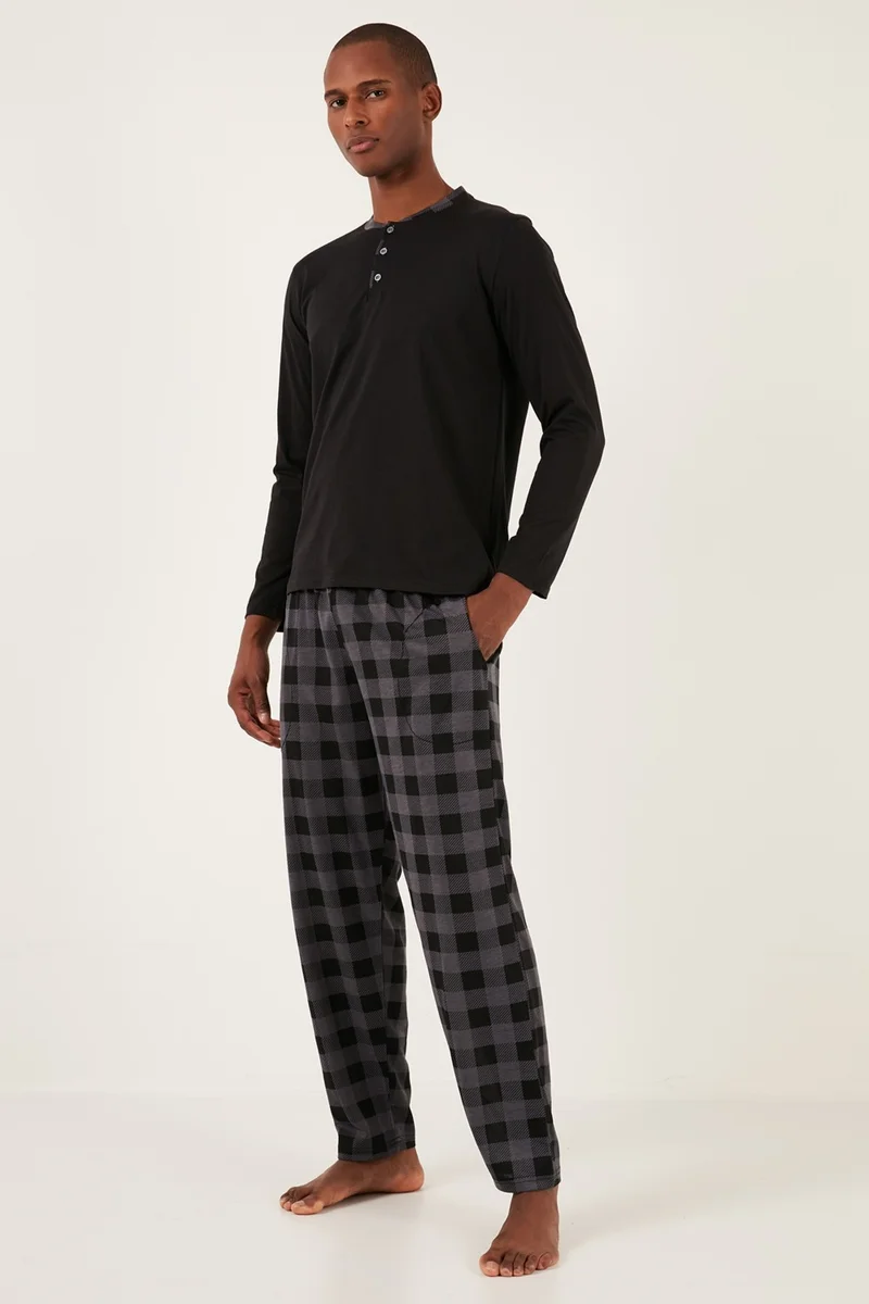 Buratti Plaid Cotton Regular Fit Long Sleeve Pajama Set Men's Pajama Set 60961005