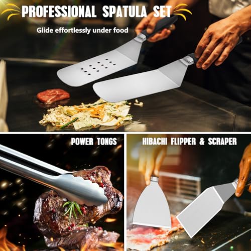 RINPIR 33PCS Griddle Accessories Kit for Blackstone, Flat Top Grill Accessories Tools with Cooling Rack, Melting Dome and Burger Press, Professional Hibachi Spatula Gift Set for Outdoor Teppanyaki BBQ - Image 5