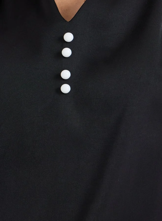 Take Two Solid Button Front Sleeveless Blouse