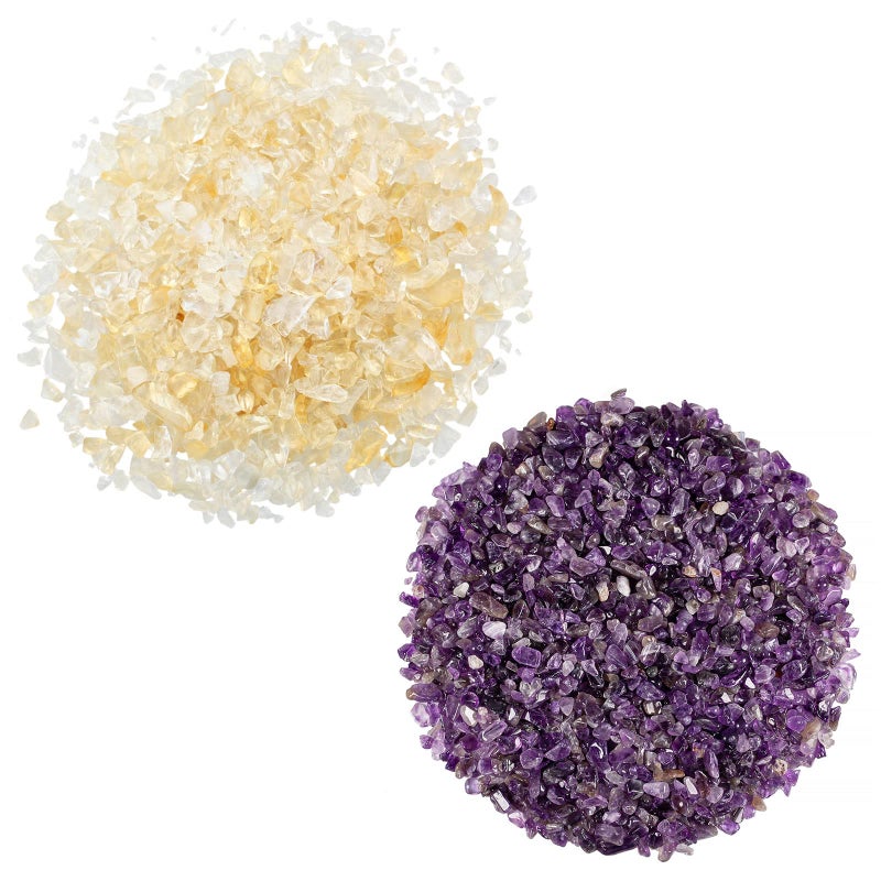 SUNYIK Amethyst/Citrine Tumbled Chips Crystal Crushed Pieces Irregular Shaped 1pound(About 460 gram) - Image 1