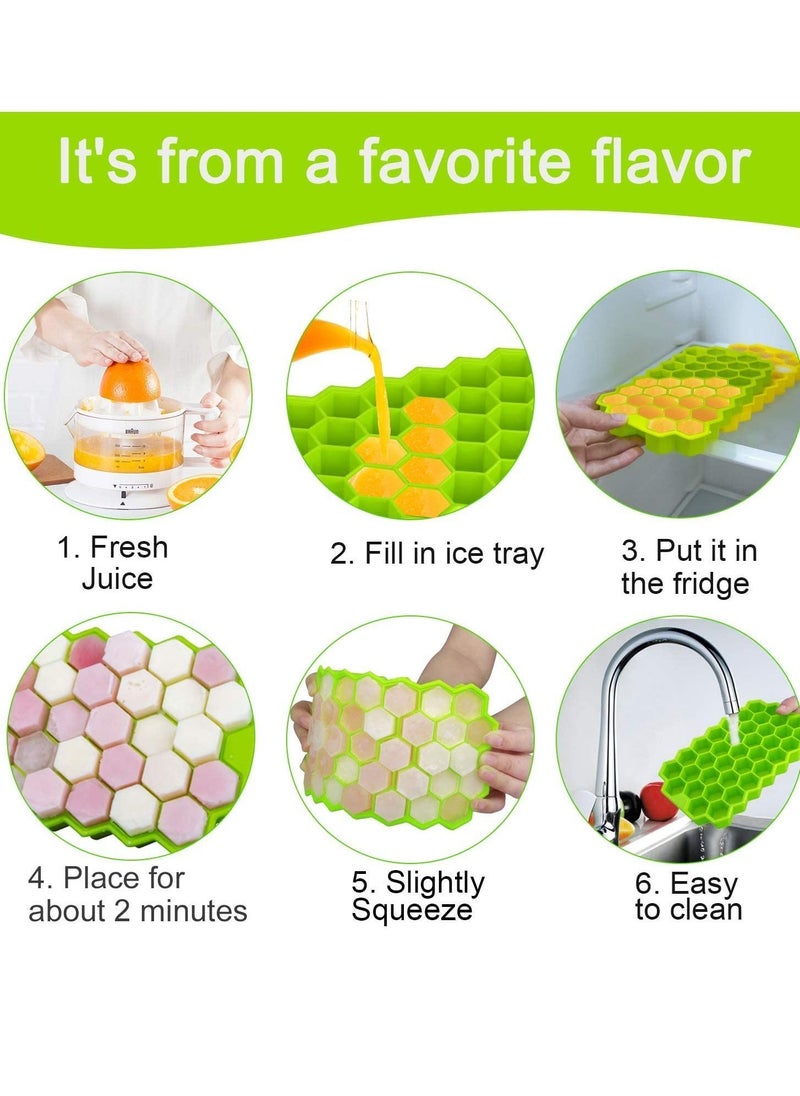 Y&D - Ice Cube Trays, 2 Pack Silicone Molds with Lid Flexible 74-Ice Trays BPA Free, for Whiskey, Cocktail, Stackable Safe - Image 1