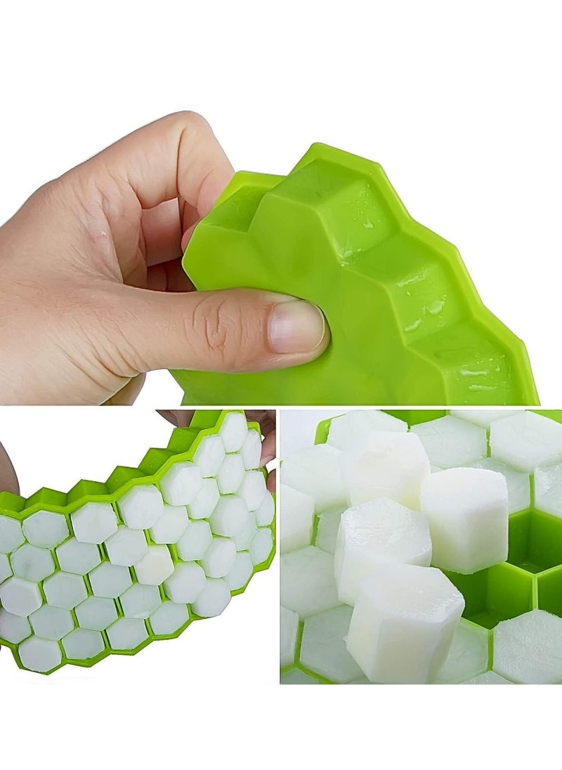 Y&D - Ice Cube Trays, 2 Pack Silicone Molds with Lid Flexible 74-Ice Trays BPA Free, for Whiskey, Cocktail, Stackable Safe - Image 1