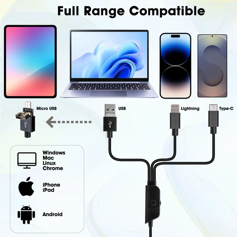 Ninyoon Full HD 1080P USB Digital Microscope Camera for iPhone iPad Android PC, 50-1000X High Definition Portable Handheld Microscope with Light for Coin Plants Trichome Soldering Skin Scalp - Image 2