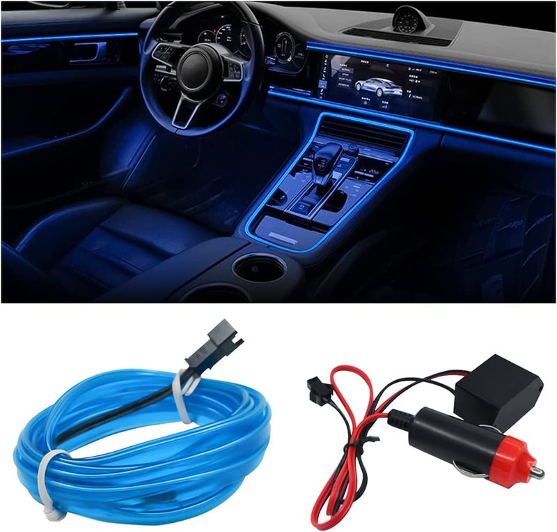 AutoBizarre Blue Color 5 Meters Car Interior Decoration Cold Light Line Electroluminescent Ambient Lighting EL Wire (Works with All Cars) (Blue) - Image 1