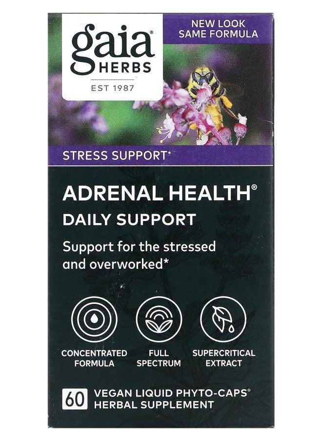 Gaia Herbs Adrenal Health Daily Support 60 Vegan Liquid Phyto-Caps 