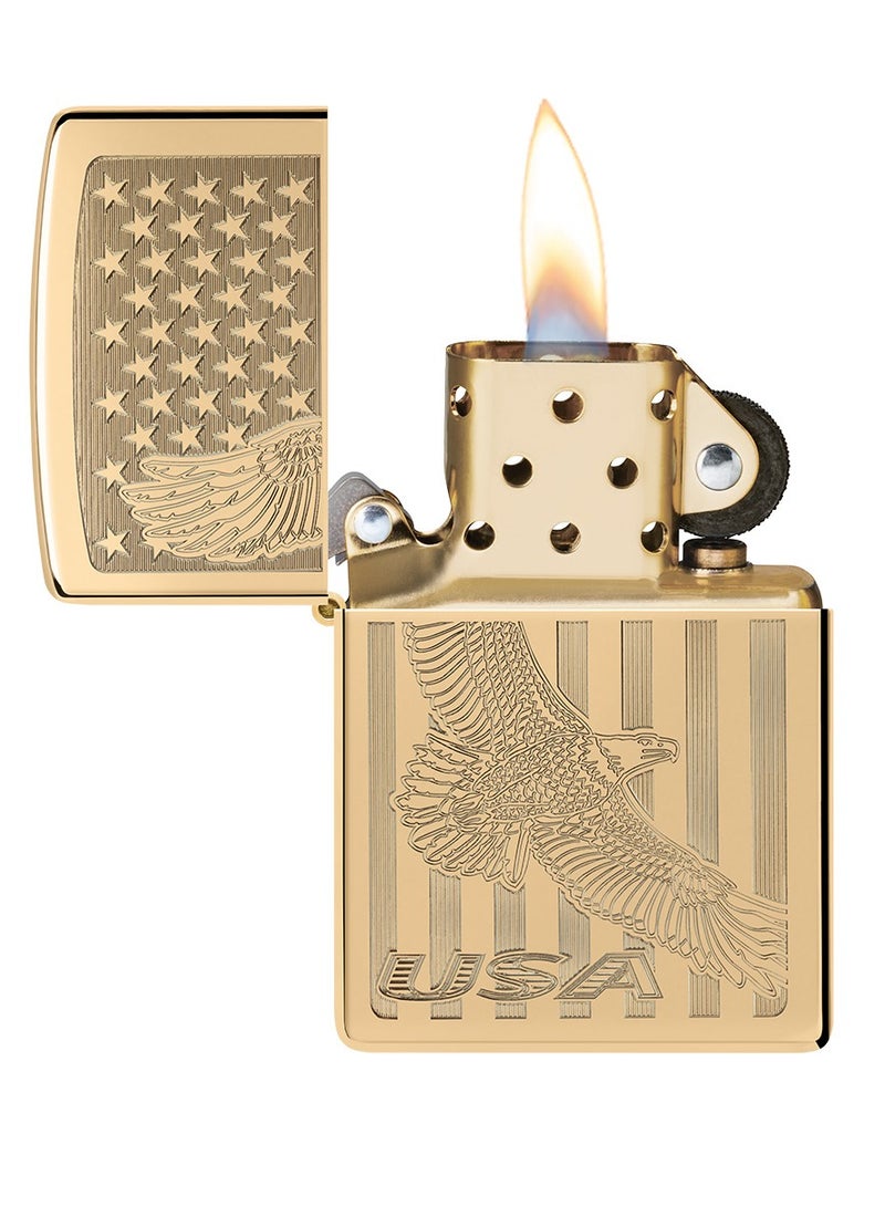 Zippo ولاعة مقاومة للرياح من Zippo AE400046 254B مصنوعة من النحاس الصلب المصقول للغاية - Image 3