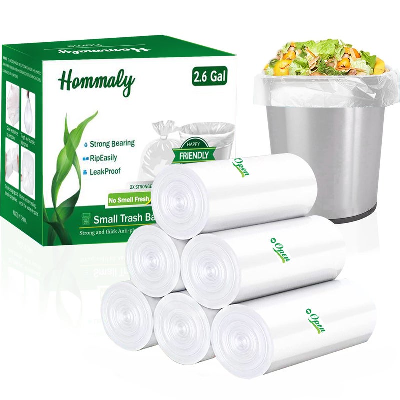 Hommaly 26 Gallon 240 pcs Small Clear Trash Bags Strong Garbage Bags Bathroom Trash Can Bin Liners Unscented Mini Plastic Bags for Office Waste Basket Liner Fit 610 Liters 226 Gal