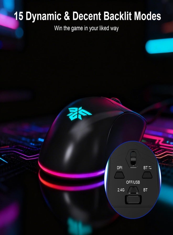 إنبيت لوحة مفاتيح وماوس للألعاب NPET KM98 بإضاءة خلفية RGB ثلاثية الأوضاع، لوحة مفاتيح هادئة ذات 98 مفتاحًا، ماوس مريح بدقة 7200 نقطة في البوصة، مقاوم للانسكاب، للكمبيوتر الشخصي، أسود (لوحة مفاتيح بثلاثة أوضاع) - Image 3