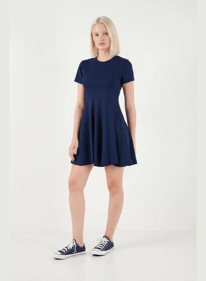 Lela  Lela Regular Fit Crew Neck Pleated Mini Dress Women's Dress 5866342 for Women | Best Price UAE