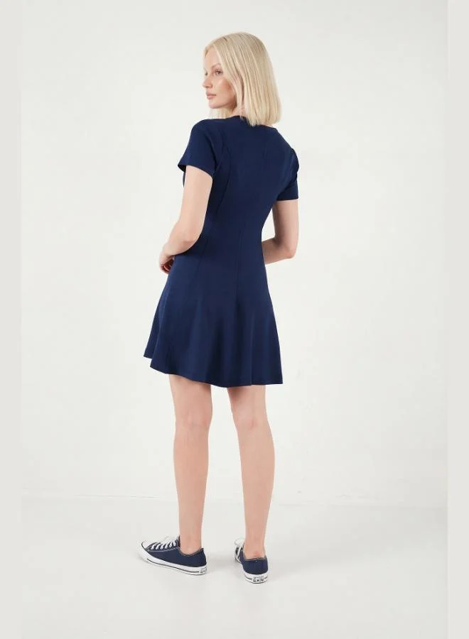 Lela  Lela Regular Fit Crew Neck Pleated Mini Dress Women's Dress 5866342 for Women | Best Price UAE