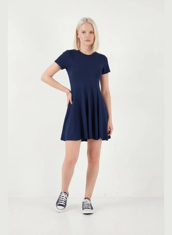 Lela  Lela Regular Fit Crew Neck Pleated Mini Dress Women's Dress 5866342 for Women | Best Price UAE