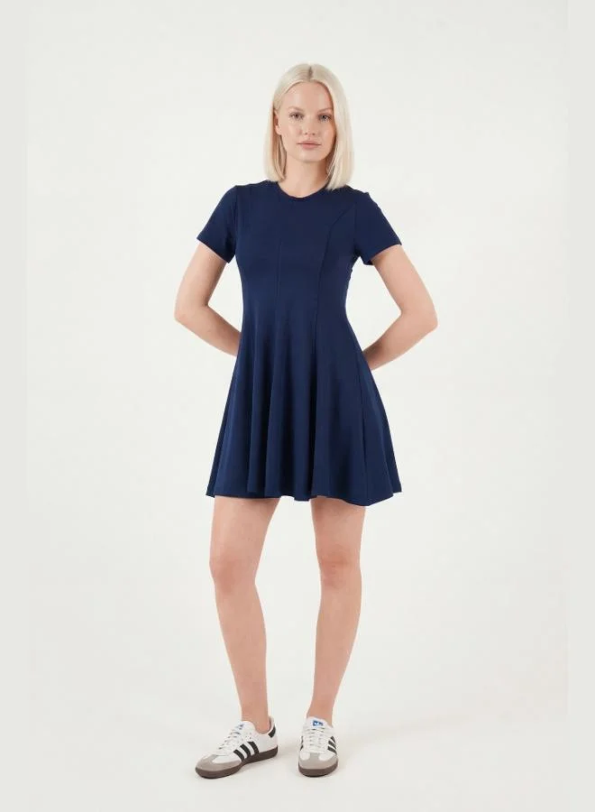 Lela  Lela Regular Fit Crew Neck Pleated Mini Dress Women's Dress 5866342 for Women | Best Price UAE
