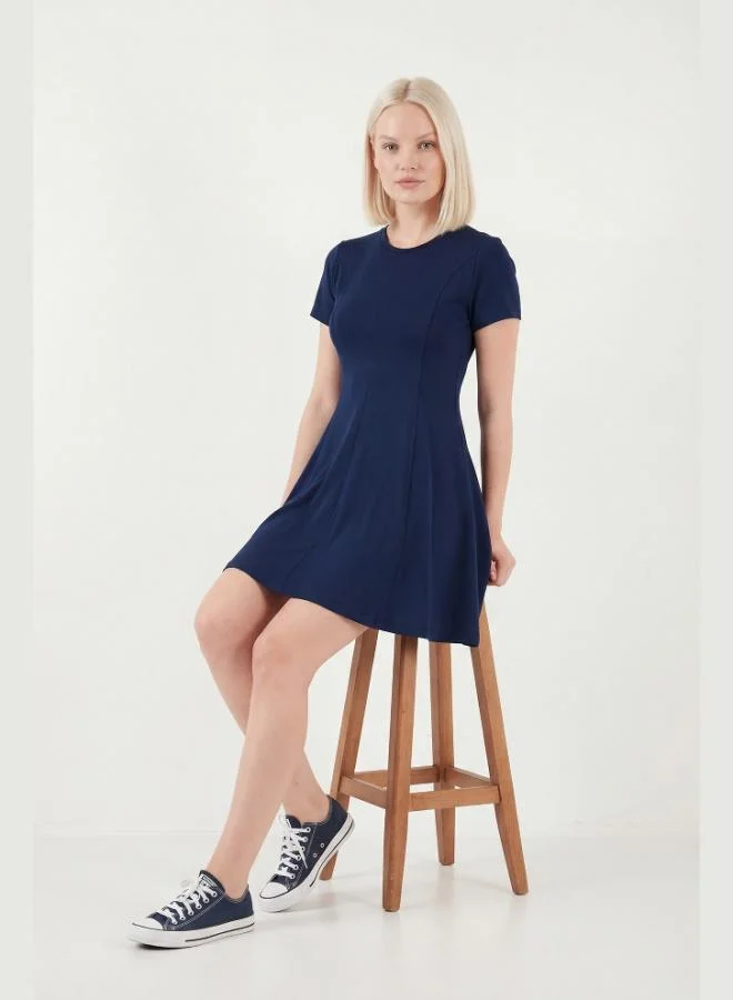 Lela  Lela Regular Fit Crew Neck Pleated Mini Dress Women's Dress 5866342 for Women | Best Price UAE