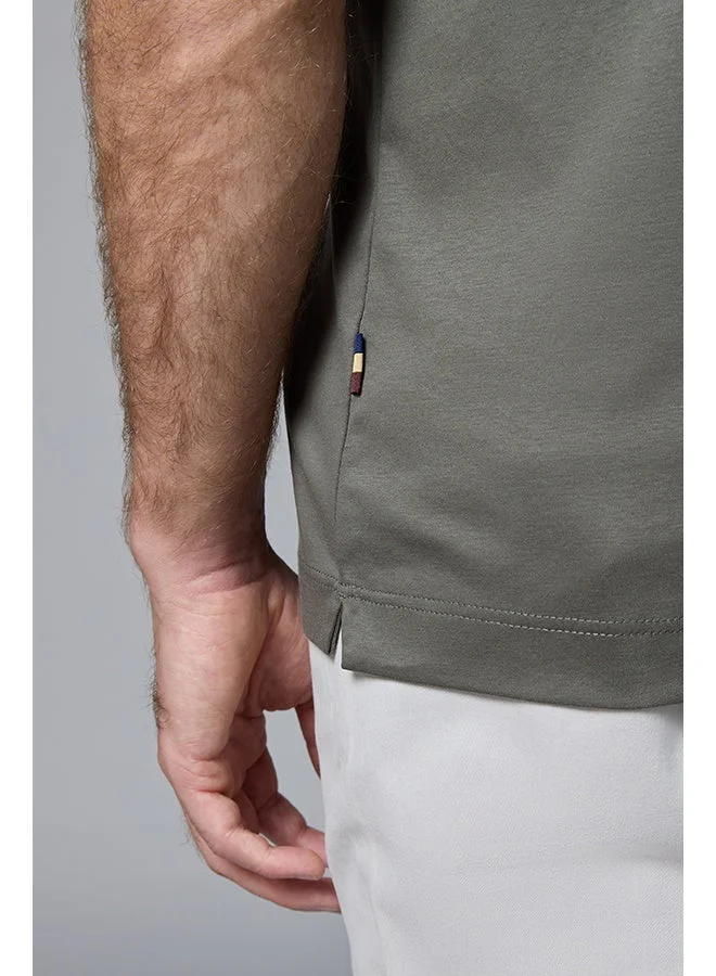 MANNERISM  The Seacliff Olive Cotton Zipper Polo Comfort Fit for Men | Best Price UAE
