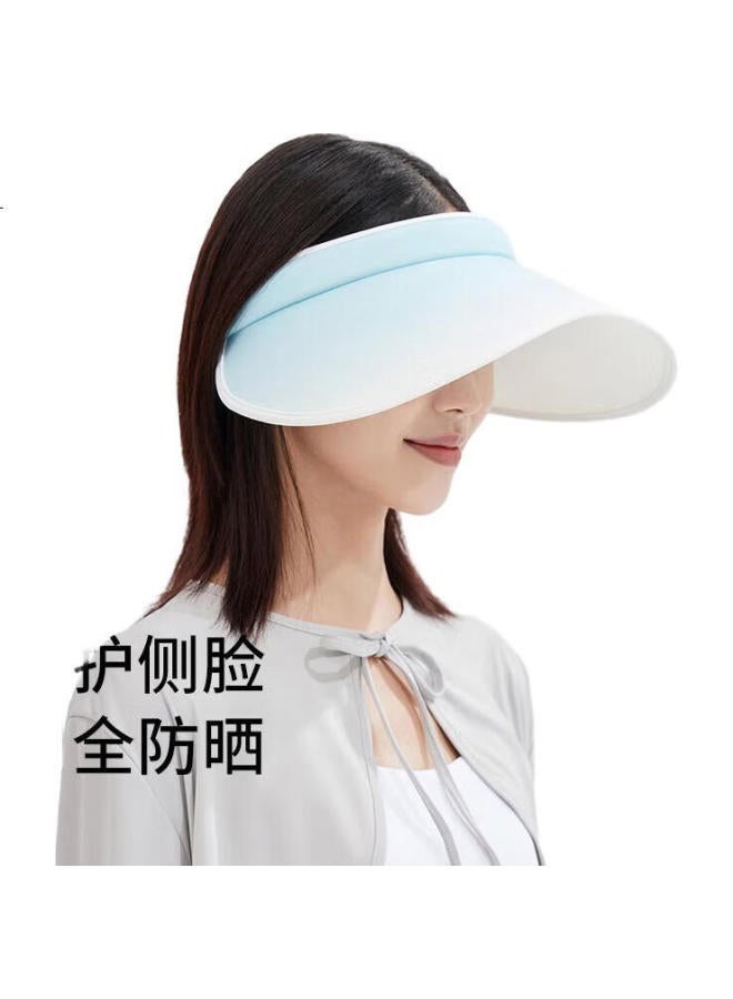 VVC Cheng Yi Recommended Sun Hat Women Sunscreen Hat Uv Protection Wide Brim Empty Top Fisherman Hat Gradient Blue - Image 1