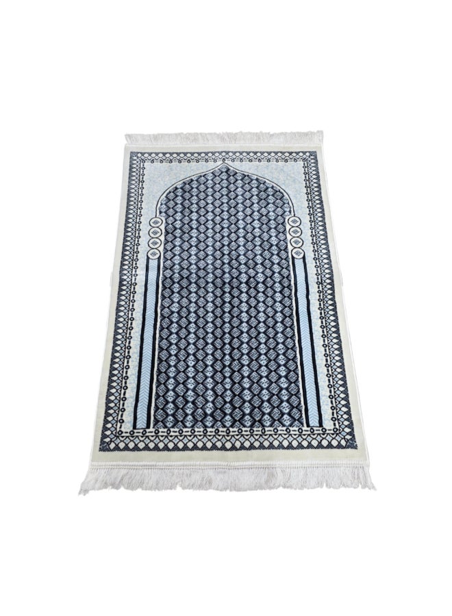 ريف أرينو سجادة صلاة إسلامية مخملية بجودة ممتازة أزرق وأبيض 70 × 110 سم ARENNOS104809NVY - Image 2