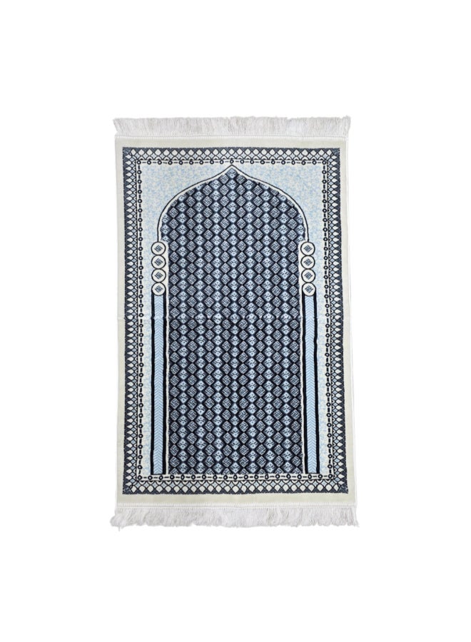 ريف أرينو سجادة صلاة إسلامية مخملية بجودة ممتازة أزرق وأبيض 70 × 110 سم ARENNOS104809NVY - Image 1
