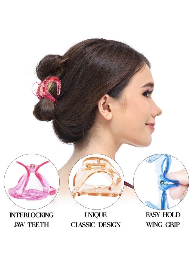 RC ROCHE ORNAMENT - 6 Pcs Womens Oval Hollow Curved Jaw Clamp Barrette Interlocking Teeth No Slip Grip Beauty Fashion Girls Classic Plastic Accessory Hair Clip Medium Transparent Multicolor - Image 1