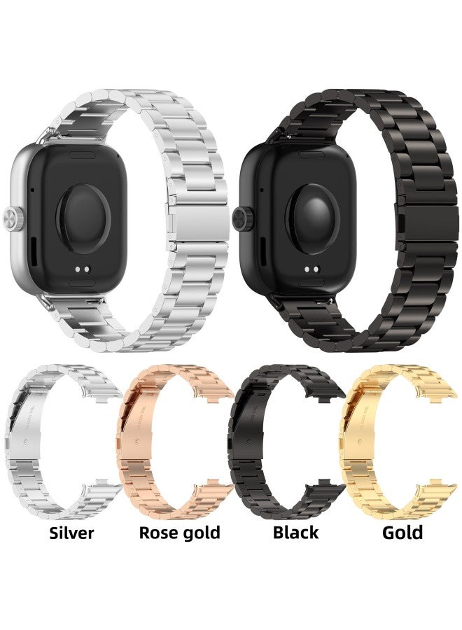 Loquat Luxury Stainless Steel Metal Band For Xiaomi Mi Smart Bracelet 8 Pro Redmi Watch 4 Three Plants Compatible Wristband Accessory-Color:For Xiaomi 8pro Silver  - Image 3
