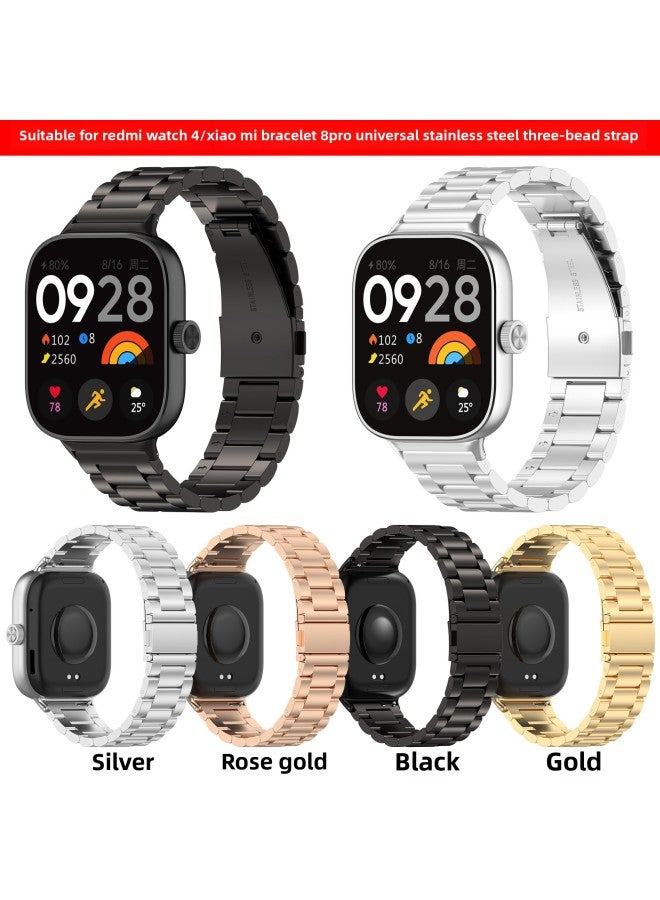 Loquat Luxury Stainless Steel Metal Band For Xiaomi Mi Smart Bracelet 8 Pro Redmi Watch 4 Three Plants Compatible Wristband Accessory-Color:For Xiaomi 8pro Silver  - Image 2