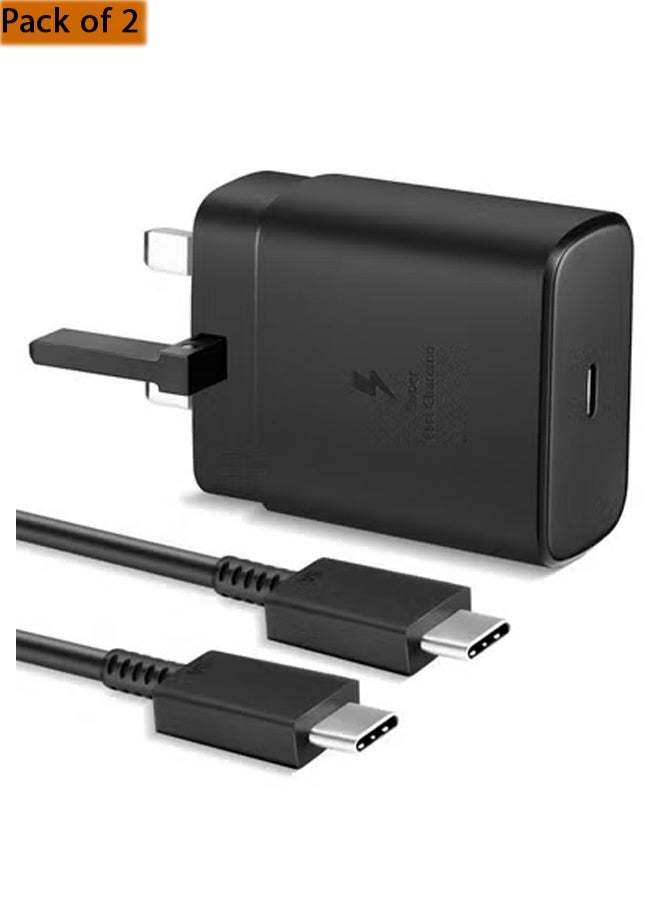 Taimi Pack of 2 45W Super Fast Wall Chargers with USB-C Cable Compatible with All Devices with USB-C Ports - Black - Image 1