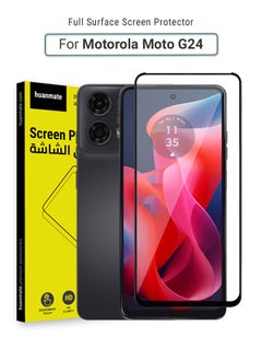 Motorola Moto G24 Screen Protector – Premium Edge to Edge Tempered Glass, High Transparency, Delicate Touch, Anti-Explosion, Smooth Arc Edges, Easy Installation