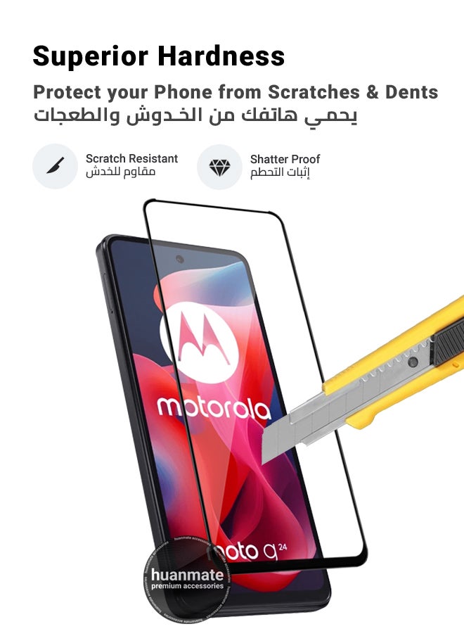 huanmate - Motorola Moto G24 Screen Protector – Premium Edge to Edge Tempered Glass, High Transparency, Delicate Touch, Anti-Explosion, Smooth Arc Edges, Easy Installation - Image 1