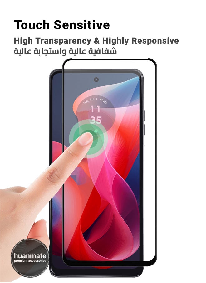 huanmate - Motorola Moto G24 Screen Protector – Premium Edge to Edge Tempered Glass, High Transparency, Delicate Touch, Anti-Explosion, Smooth Arc Edges, Easy Installation - Image 1