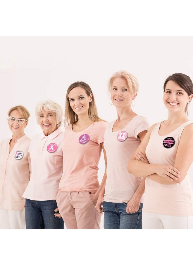 Omgouue Pink Breast Cancer Awareness Novelty Buttons Badge Decorations,Jewelry,Pins,12 Various Designs - 24 Pieces  - Image 5