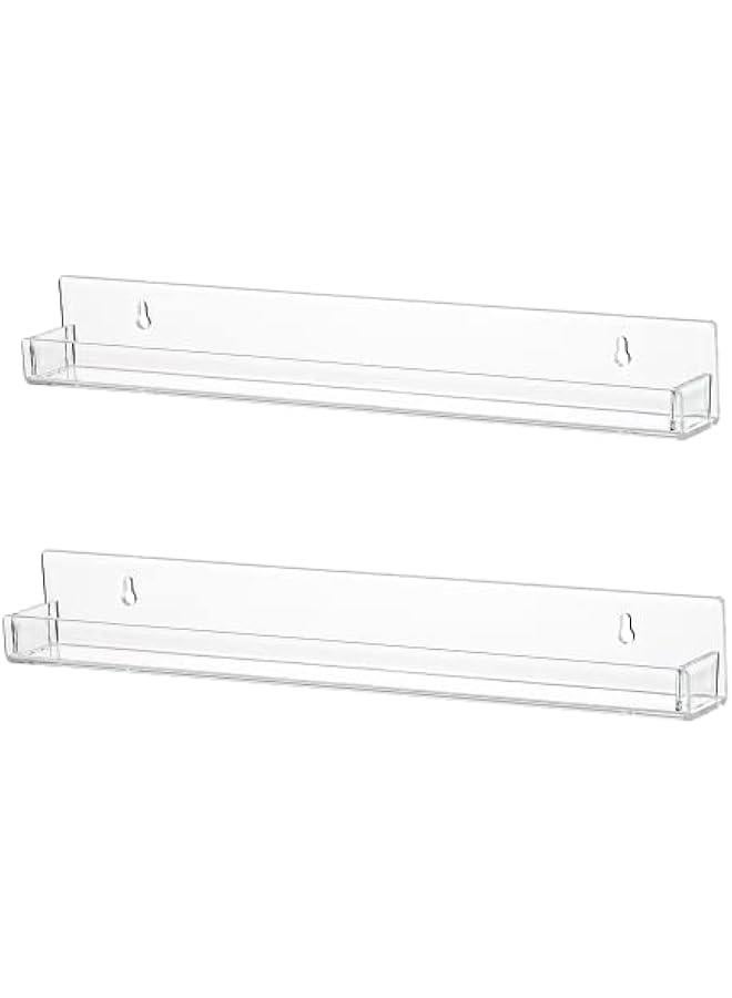 Arabest Nail Polish Rack Wall Mounted Shelf 2 Pack,Clear Acrylic Nail Polish Holder Organizer with Removable Anti-Slip End Inserts,2 Tiers Floating Polish Organizer Display 30 Bottles  - Image 1
