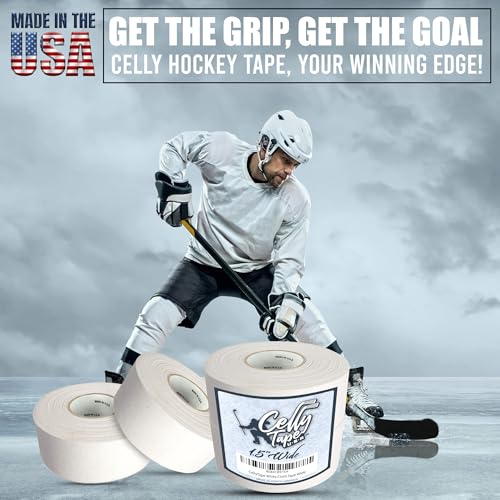 CellyTape Hockey Stick Tape, 1.5 inches Wide, 2 - Pack, Ice and Roller Hockey Cloth Tape, Goalies, Baseball bat Tape, Lacrosse Sports Handle, Strong Adhesive, Easy Tearing Made in USA (White) - Image 3