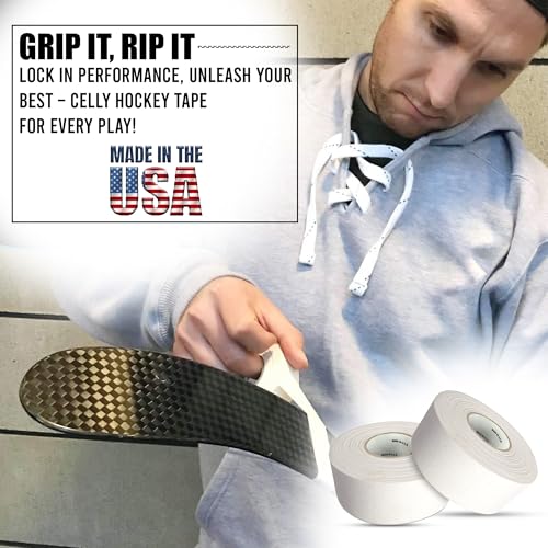 CellyTape Hockey Stick Tape, 1.5 inches Wide, 2 - Pack, Ice and Roller Hockey Cloth Tape, Goalies, Baseball bat Tape, Lacrosse Sports Handle, Strong Adhesive, Easy Tearing Made in USA (White) - Image 5