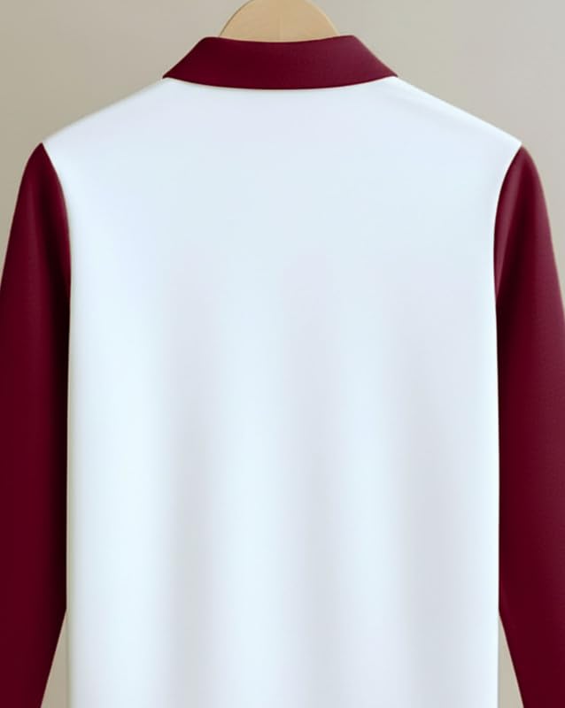 AUSK T-Shirt for Men Zip Neck Texture Self Design Cotton Blend Mens Tshirts Maroon - Image 5