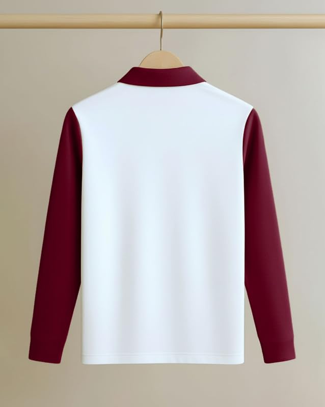 AUSK T-Shirt for Men Zip Neck Texture Self Design Cotton Blend Mens Tshirts Maroon - Image 3