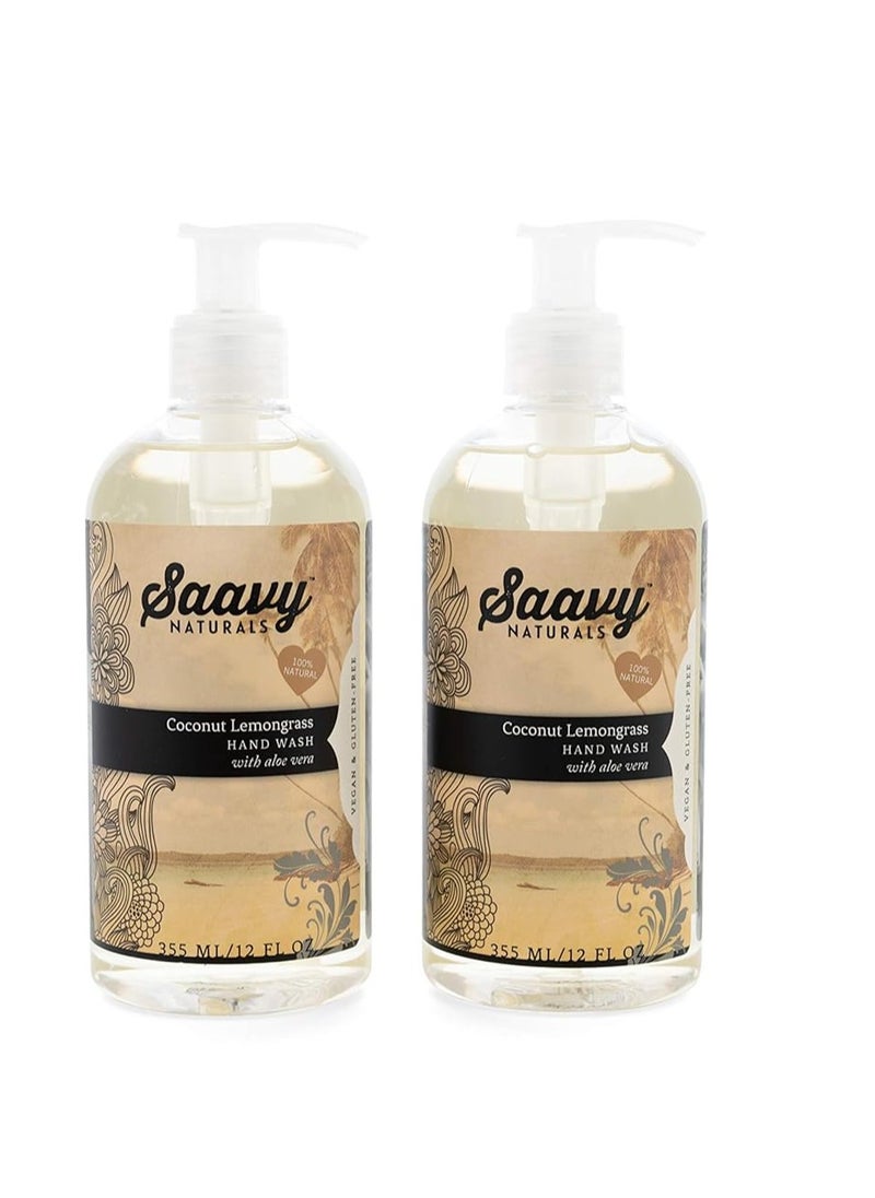 Saavy Naturals Saavy Naturals Coconut Lemongrass Liquid Hand Soap - Moisturizing Formula with Aloe Vera, Shea Butter, Essential Oils - 12 Fl Oz, 2 Pack 