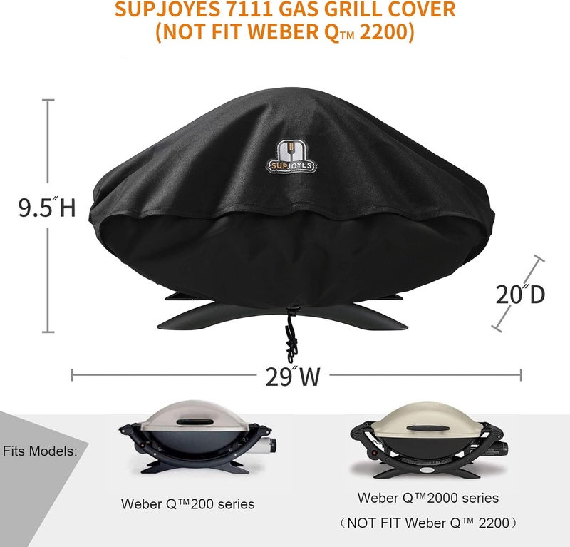SUPJOYES Grill Cover for Weber Q Series Grill, Portable Grill Cover for Weber Q2000 and Q200 Grills (Not Fit for Weber Q2200) - Image 2