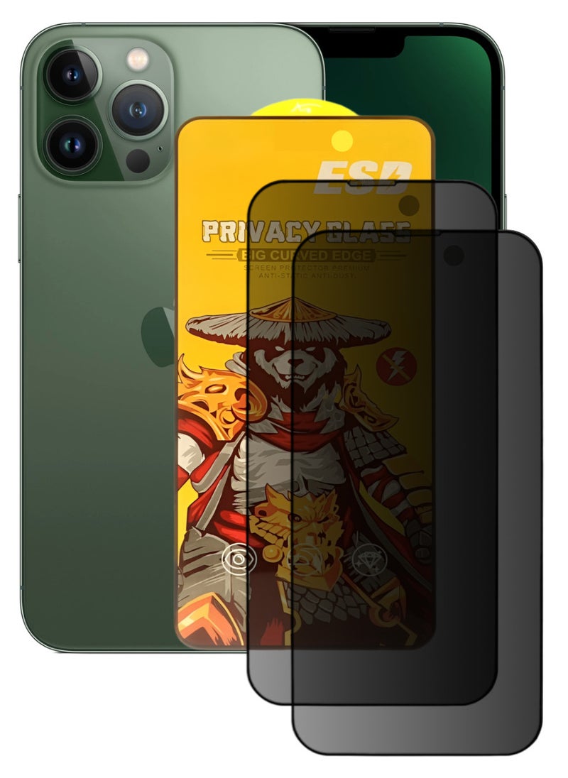 ESD 2 Pieces Tempered Dustproof Privacy Glass Screen Protector Compatible For iPhone 13 Pro Max - Image 1