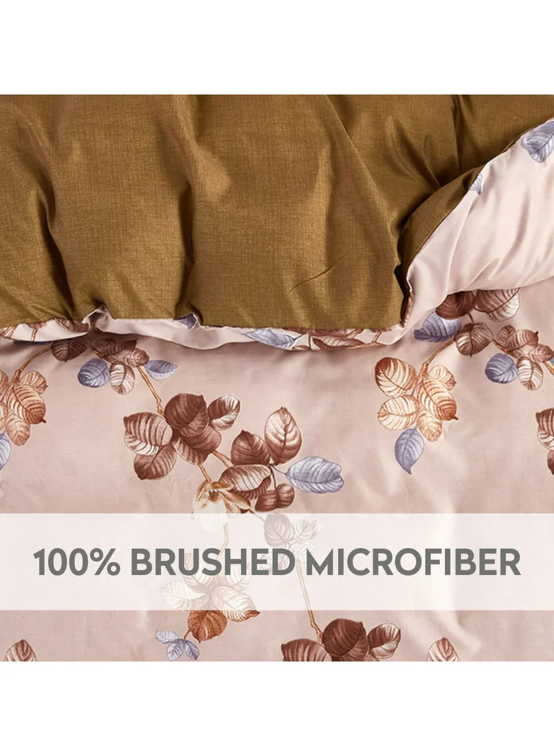 Donetella Duvet Set 3-Pcs Single Size Printed Reversible Bedding Comforter Covers With Hidden Zipper Closure And Corner Holders(Without Duvet Filler/Insert),Brown/Burgundy