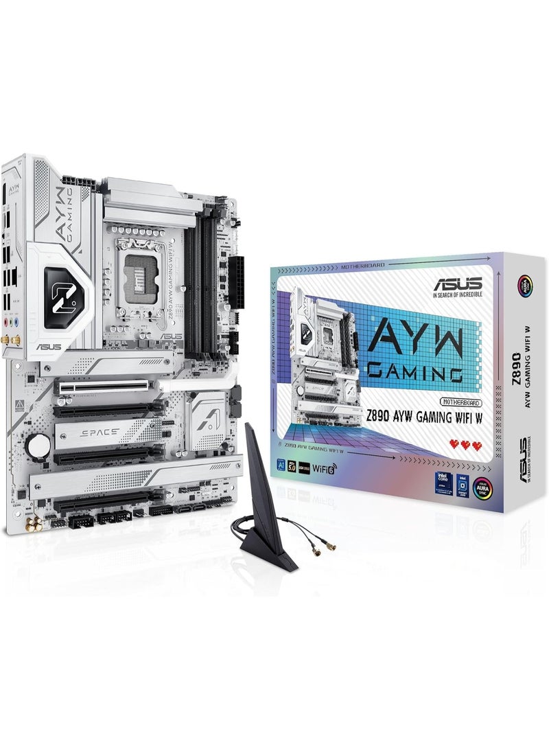 ASUS Z890 AYW Gaming WiFi W ATX Z890 Motherboard, Intel® Core™ Ultra Series 2 Ready, Advanced AI PC-Ready, 16+1+2+1 Stages, DDR5, PCIe® 5.0, Thunderbolt™ 4, USB Type-C®, 4 x M.2, Wi-Fi 7, 2.5Gb LAN - Image 1