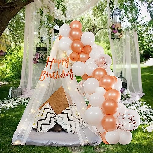 SpecialYou.in Special You Canopy tent for decorations ,Birthday Decoration items for Girl / Boys ,Canopy for bedroom, Net curtain for birthday decoration , Rose gold Balloons for decorations - 41 pcs - Image 1