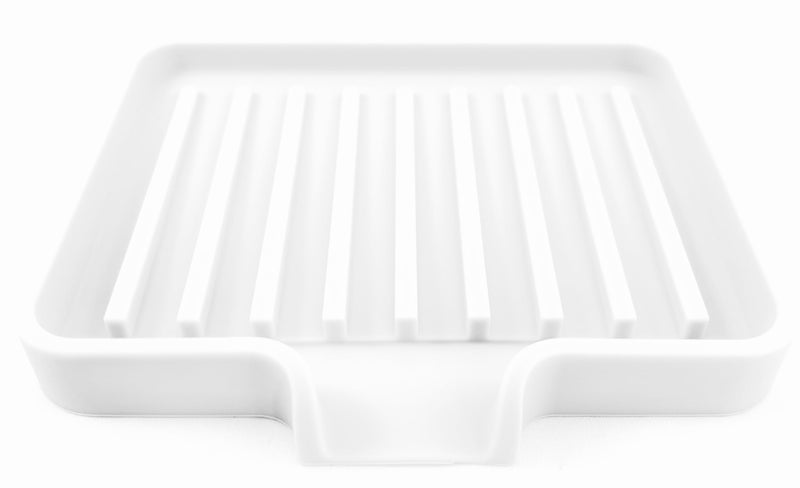 Happitasa Silicone Soap Dish Tray and Sponge Holder with Drain Chute Pack of 2  Bathroom and Kitchen Sink Organizer Caddy White 52X4 72 Ounces