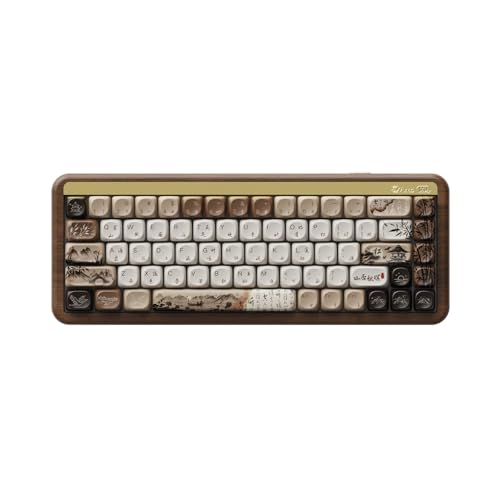 Akko Mechanical Gaming Keyboard with Walnut Wooden Case, MU01 Mountain Seclusion 65% 68-Key RGB 2.4G Wireless/Bluetooth/Wired Hot-swappable Keyboard with PBT Dye-Sub Keycaps for Mac & Win - Image 1