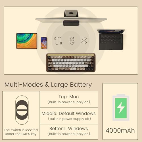 Akko Mechanical Gaming Keyboard with Walnut Wooden Case, MU01 Mountain Seclusion 65% 68-Key RGB 2.4G Wireless/Bluetooth/Wired Hot-swappable Keyboard with PBT Dye-Sub Keycaps for Mac & Win - Image 3