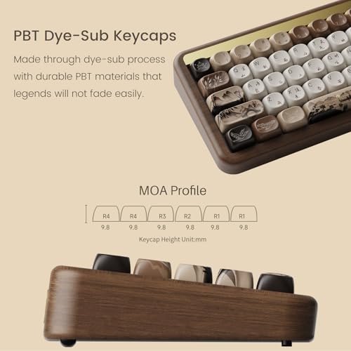Akko Mechanical Gaming Keyboard with Walnut Wooden Case, MU01 Mountain Seclusion 65% 68-Key RGB 2.4G Wireless/Bluetooth/Wired Hot-swappable Keyboard with PBT Dye-Sub Keycaps for Mac & Win - Image 2