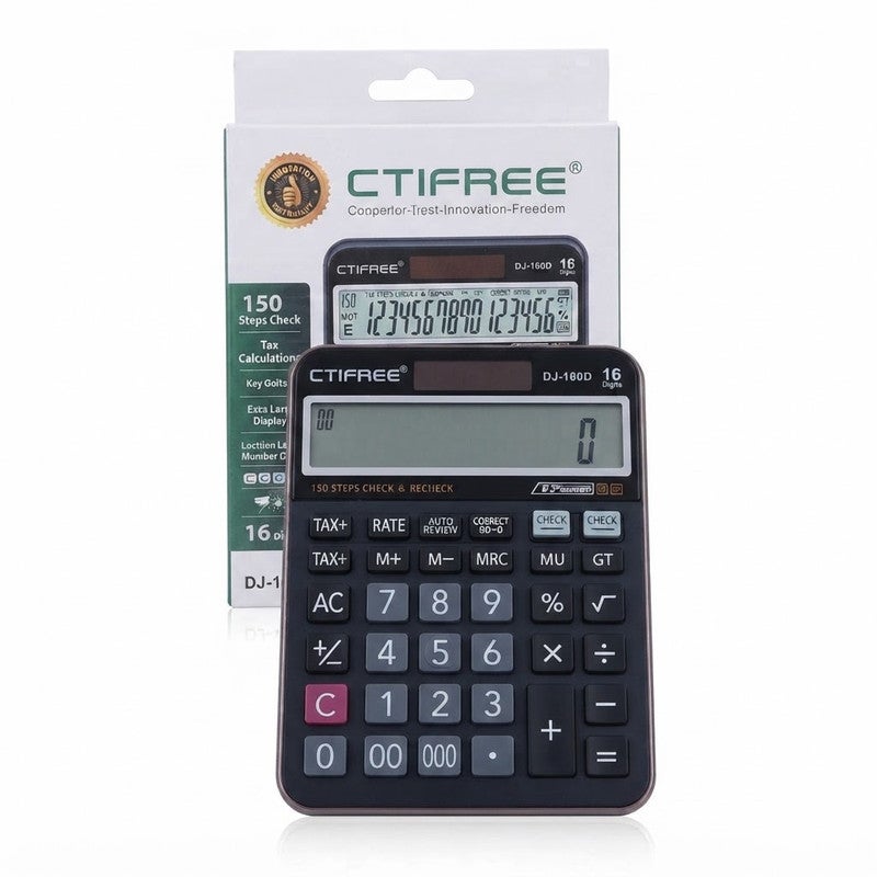 CTIFREE DJ-160D 16-Digit Desktop Calculator - Black - Image 2