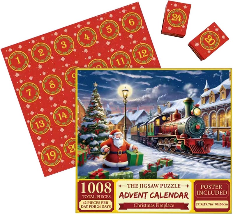klarako Advent Calendar 2023, Christmas Advent Calendar 2023, Christmas Scene 24 Days Jigsaw Puzzles Countdown Calendars For Kids, Boys, Girls, Teens, Over 1000 Pieces Puzzle Advent Calendar 2023 (C) - Image 5