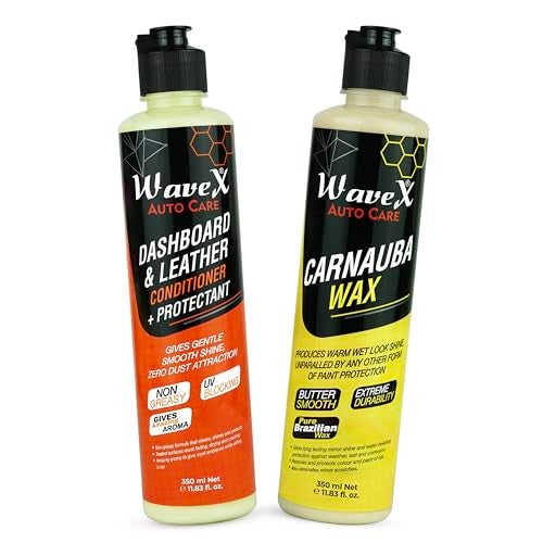 Wavex Car Polish Kit Contains Car Polish Carnauba Car Wax 350ml + Car Dashboard Polish and Leather Polish 350ml - Image 1