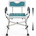 PELEGON Shower Chair for Elderly and Disabled 450lb with Padded Armrests and Back Adjustable Height Shower Seat Heavy Duty Shower Chairs for Inside Shower Handicap Teal - Image 1